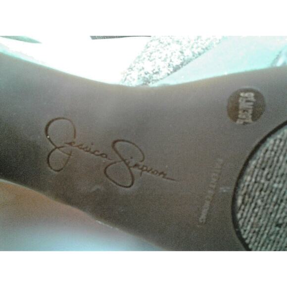 Jessica Simpson Womens Gold Glitter Platform 5.5" T-Strap Heels/Sandals Sz 9.5 - Picture 7 of 11